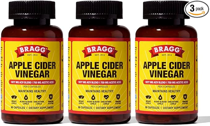 Bragg Apple Cider Vinegar Capsules with Vitamin D and Zinc - (3 Pack) 90 Capsules - Supports The Immune System