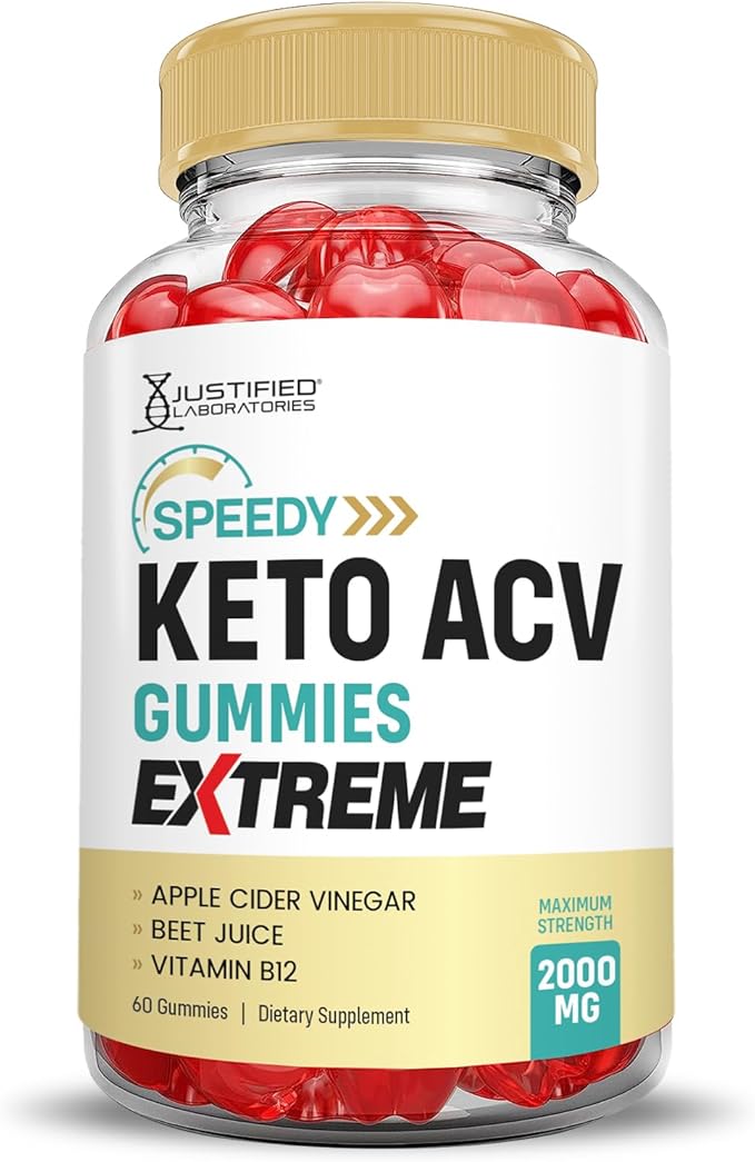 (2 Pack) Speedy Keto ACV Gummies Extreme 2000MG Speedy Keto Gummies Advanced Formula Apple Cider Vinegar with Pomegranate Beet Juice Powder B12 Vegan Non GMO 60 Gummys