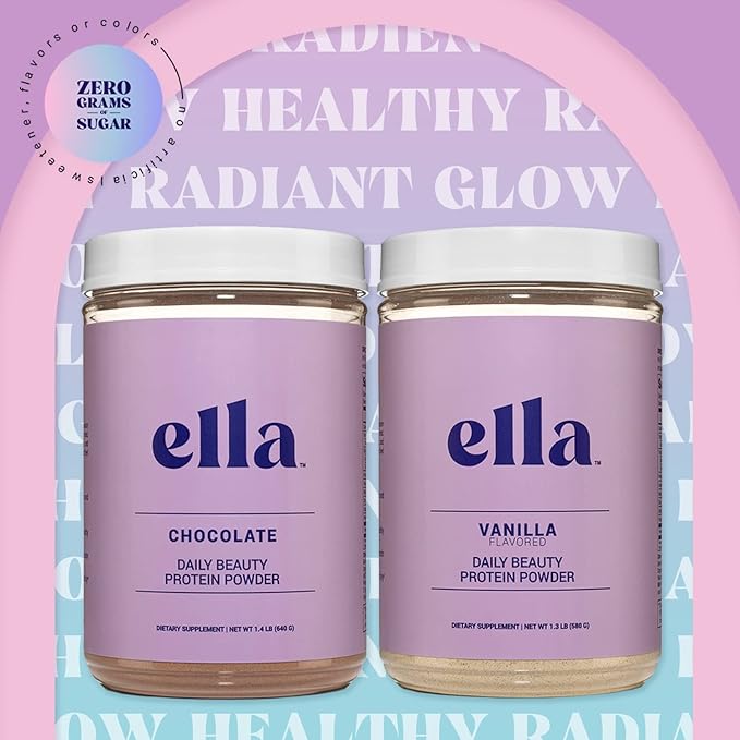 Naked Nutrition Ella Vanilla Collagen Protein Powder for Women - Daily Beauty Protein Powder with Grass-Fed Collagen Peptides - Non-GMO, Gluten-Free, No Artificial Sweeteners - 20 Servings