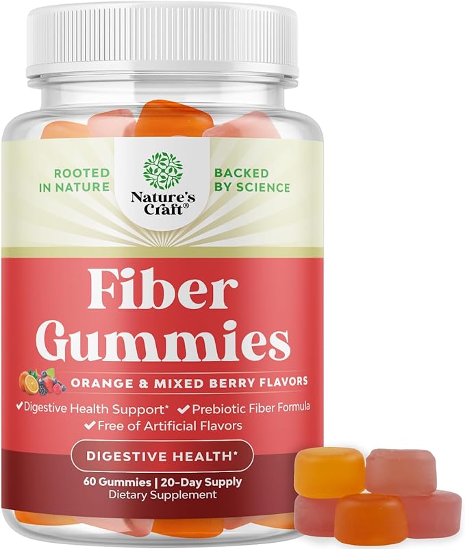 Tasty Prebiotic Fiber Gummies for Adults - High Fiber Supplement Gummies Vitamins for Adults with Prebiotic Soluble Chicory Root for Immunity and Digestive Support - Non GMO Vegan Halal 60 Count