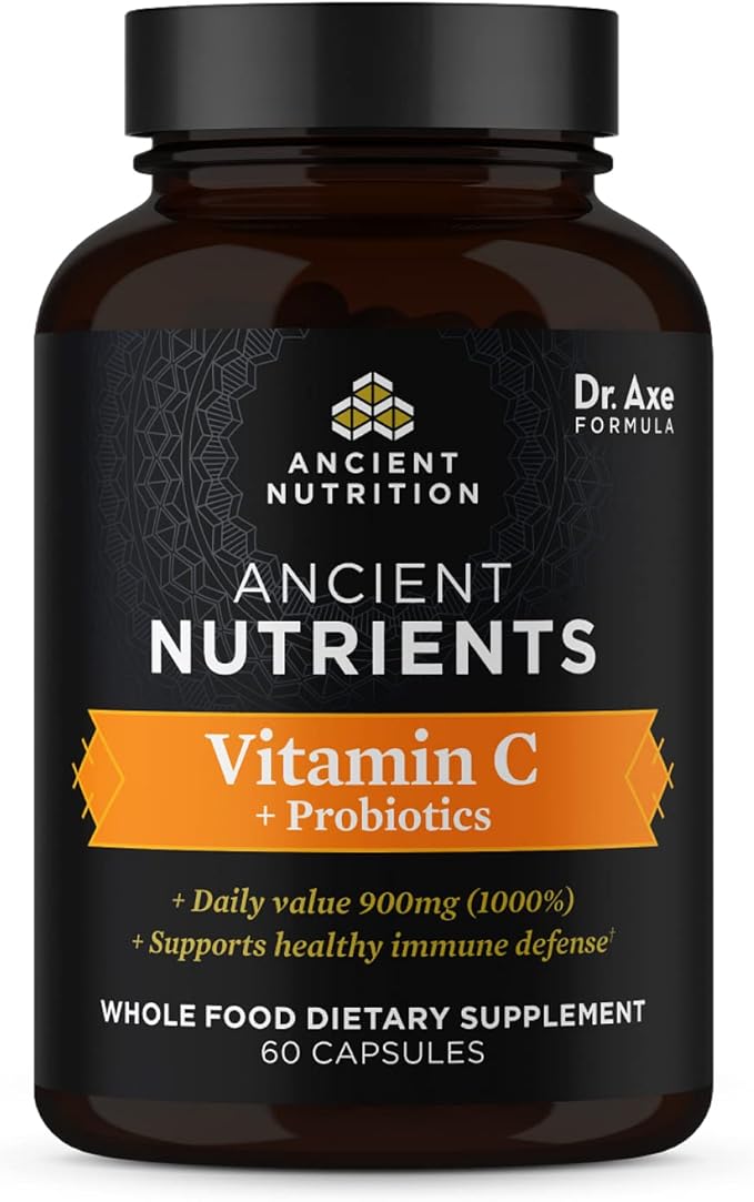 Ancient Nutrition Probiotics and Vitamin C Supplement, Supports Healthy Immune System and Gut Health, Made Without GMOs, Superfoods Supplement, Paleo and Keto Friendly, 30 Servings