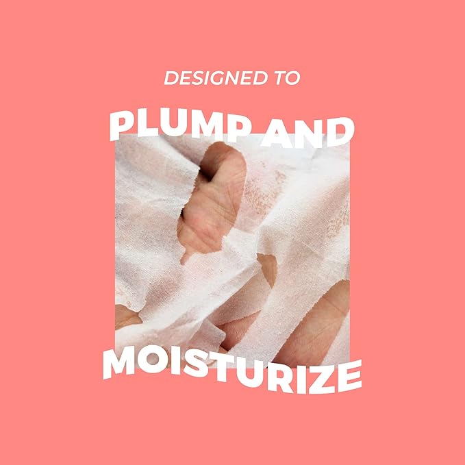 Vitamasques Vegan Collagen Lychee Face Sheet Mask Plumping & Moisturizing Facial Mask with Lychee Extract & Hyaluronic Acid - Natural & Biodegradable