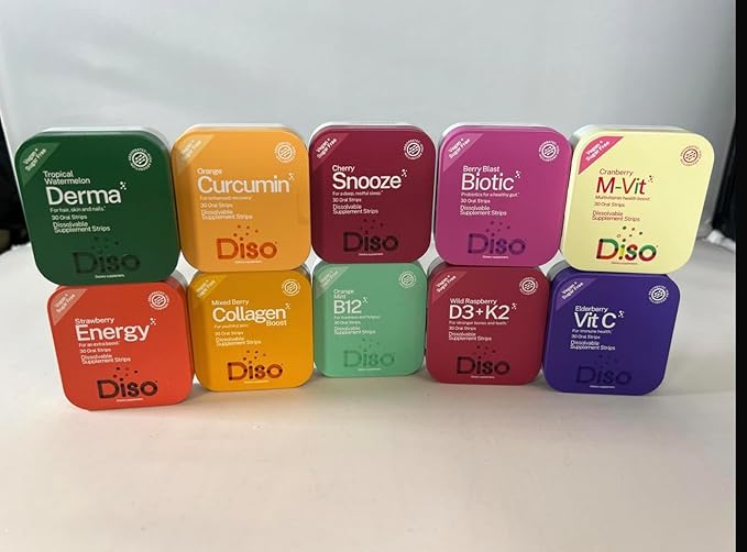 DISO - Vitamin C - Oral Dissolvable Supplement Strips, Elderberry Flavor, Boosts Immunity, Vegan, 0 Sugar, Maximum Absorption, Gluten Free, Individually Wrapped, 30 Ct