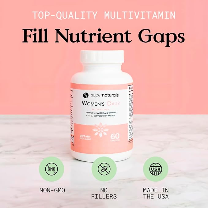 Super Naturals Health, Multivitamin for Women, Immune Defense Supplement Multivitamin Capsules, Vegan Supplements for Women - 60 Capsules