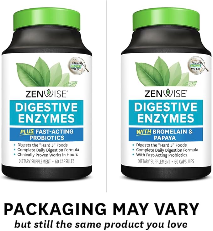 Zenwise Health Digestive Enzymes for Gut Health - Probiotic Multi Enzymes with Prebiotics and Probiotics for Women and Men for Digestive Health and Bloating Relief, Daily Enzymes for Digestion -60 CT