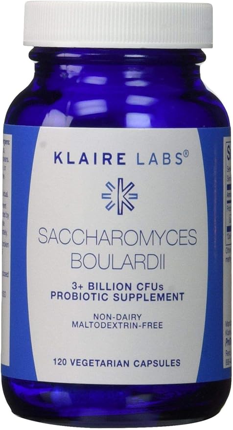 Klaire Labs Saccharomyces Boulardii Probiotic - Acid Resistant & Shelf-Stable Probiotic Supplement to Help Support Healthy Yeast Balance, Immune & Digestive Health - Hypoallergenic, Dairy-Free (120ct)