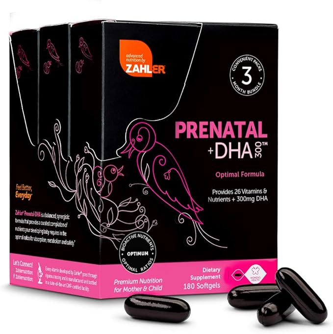 Zahler Prenatal Vitamin with DHA & Folate - DHA Supplements & Prenatal Multivitamin for Mother and Child - Kosher Prenatal DHA Prenatal Vitamins with Iron, Pre Natal Softgels (180 Count (Pack of 1))