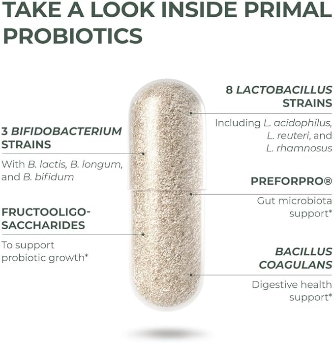 Primal Harvest 2 Pack, PREbiotics and PRObiotics for Women & Men, Primal Probiotics 30 Oral Probiotics Capsules for Gut Health, 12 Dynamic Strains Probiotics for Women Digestive Health…