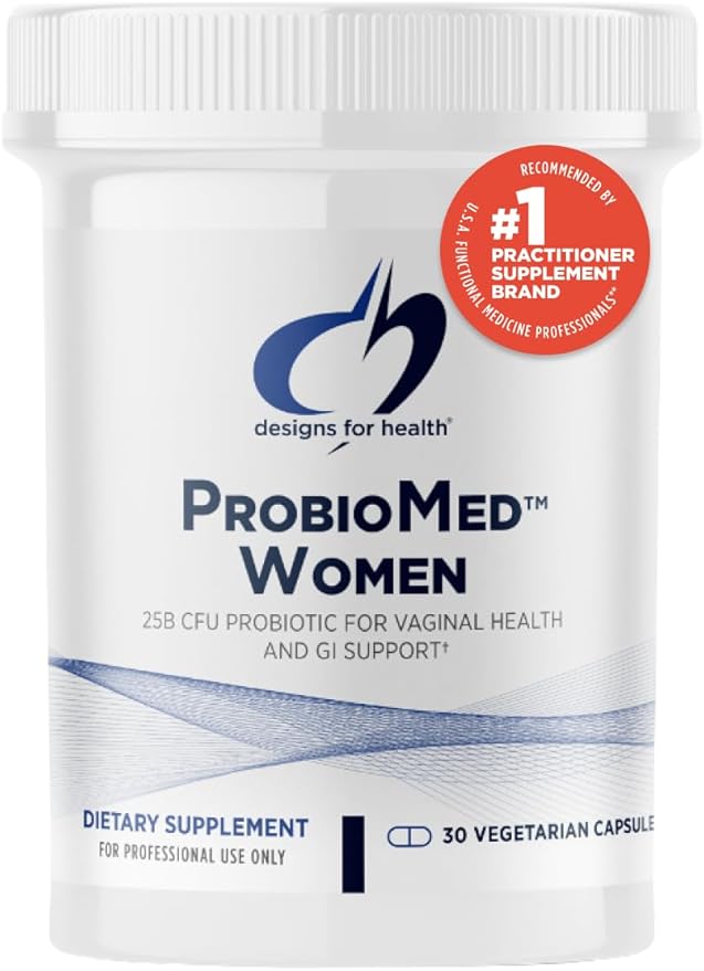 Designs for Health ProbioMed Women - Vaginal Probiotics to Support pH Balance, Vaginal Comfort, Immune Health & Gut Health for Women - Dairy-Free Probiotic (30 Capsules)