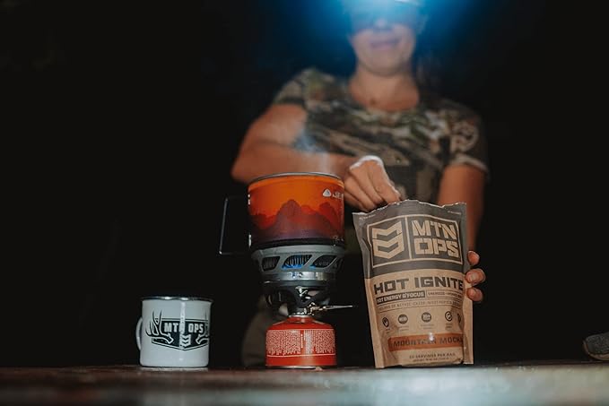 MTN OPS Hot Ignite Coffee Alternative | Hazelnut Cocoa Flavor | Instant Coffee Nootropic & L-Arginine L-Citrulline Blend for Cognitive Clarity, & Focus | 200mg Caffeine | 30 Servings
