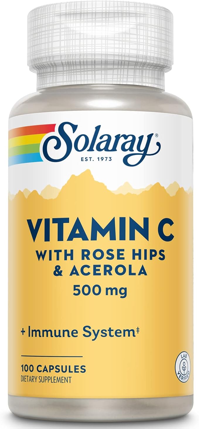 Solaray C w/Rose HIPS & Acerola, Capsule (Btl-Plastic) 500mg | 100ct