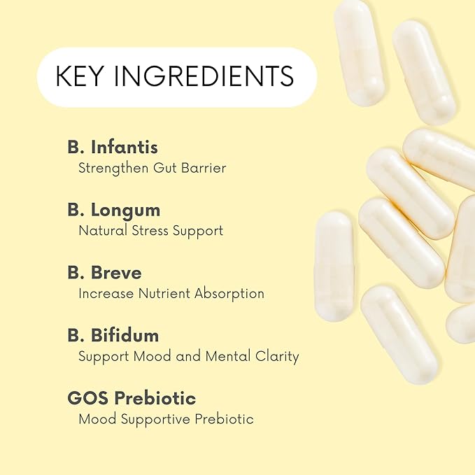 Probiotics 30 Billion CFU - Bifidus Mood Support Supplement w/prebiotics & probiotics for Women and Men - Mood & Digestion Support- Histamine Free - Natural Mood Boost - 60 Days Supply, Non-GMO