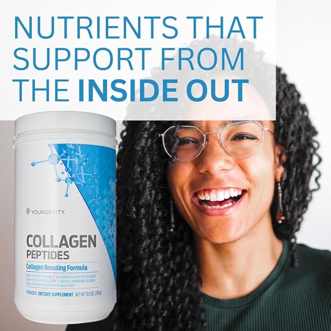 Youngevity Multi-Collagen Peptides Powder with Fulvic Powder – Hydrolyzed Grass-Fed, Marine, Chicken, & Eggshell Membrane Collagen – Hair, Skin, Nails, Joint, Bone Support – I, II, III, V, X – 11.4 oz