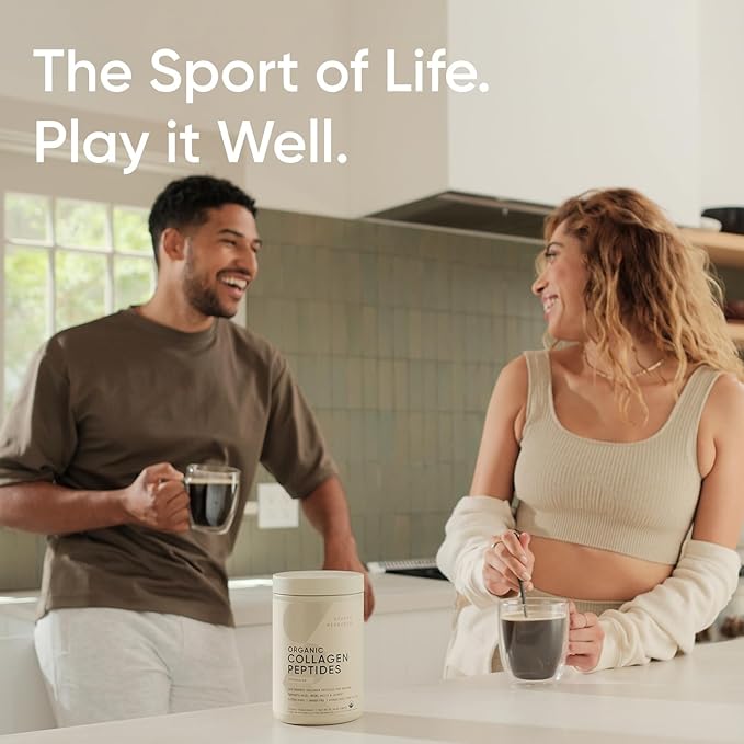 Sports Research® Organic Collagen Peptides - Hydrolyzed Type I & III Collagen Protein Powder Made Sustainably from Grass-Fed Cows - Unflavored - 30 Servings