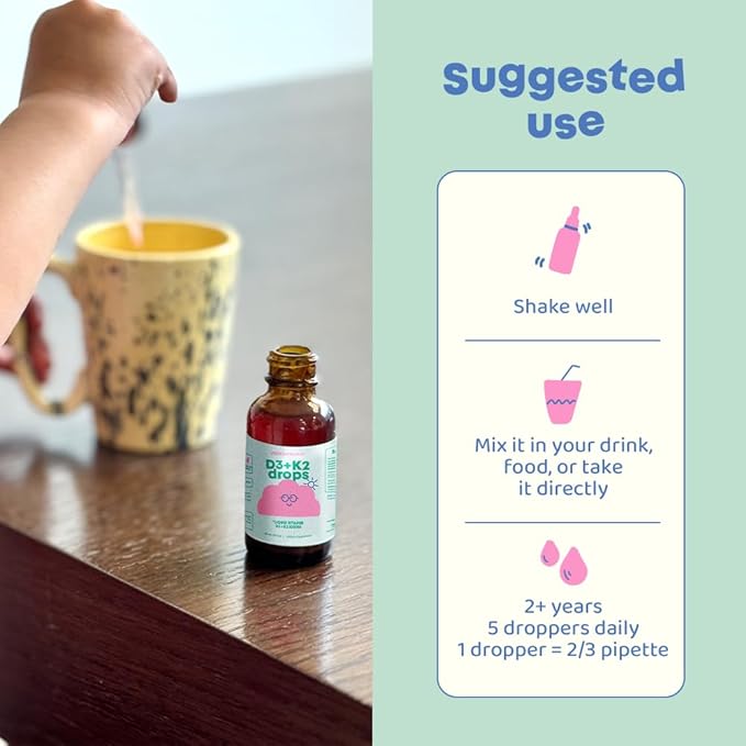 JoySpring Vitamin D3 Kids Drops with Vitamin K2 |180 Servings (1 fl oz)| Vitamin D Toddler Liquid Supplement | Children's Vitamin D Calcium Absorption & Joint Health Support | Vitamin D Kids Ages 3-18