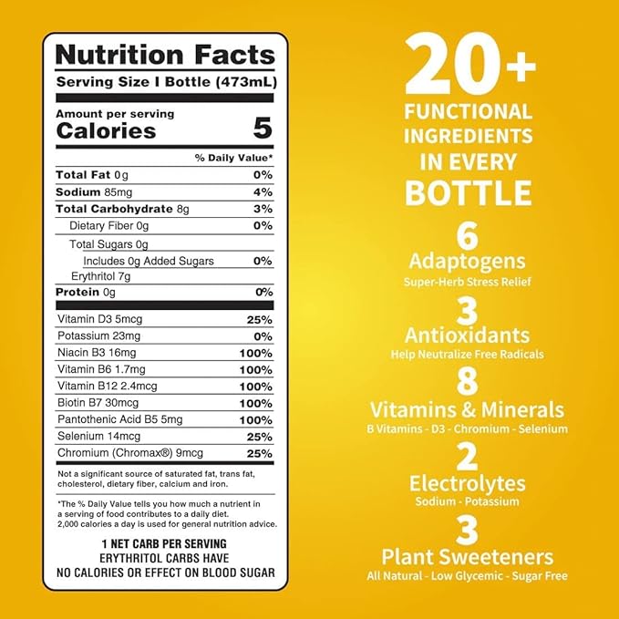 DRNX 12 Pack Adaptogenic Waters Complete Hydration Enhanced Beverage - Zero Sugar - 5 Calories - Super Herbs, B & D Vitamins, Antioxidants, Keto Friendly, All Natural (Ginger Lime)