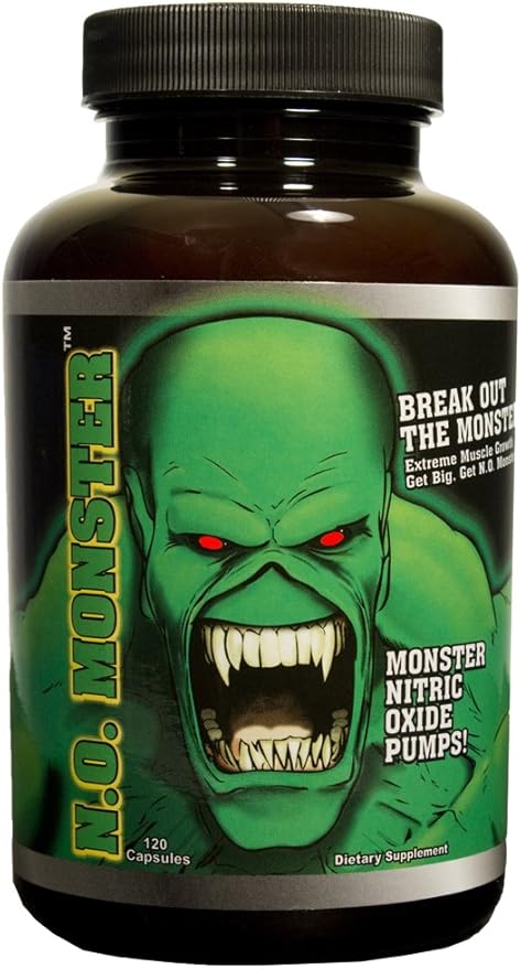 N.O. Monster Nitric Oxide Booster with L-Arginine – Extreme Pumps for Strength, Muscle Growth, Pre-Workout Support – Boost Energy, Stamina & Endurance – 120 Capsules, Made in The USA
