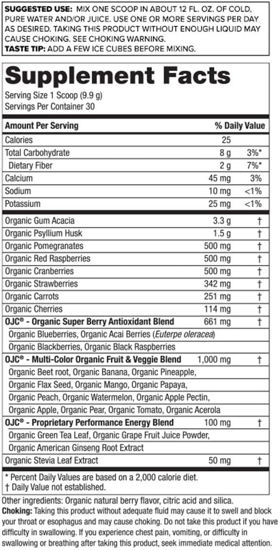 Certified Organic Juice Cleanse (OJC) - OJC Super Reds - 5 Grams Fiber, 10.5 oz (297 g)