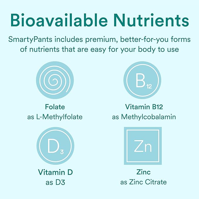 SmartyPants Prenatal Vitamins for Women, Sugar Free Multivitamin Gummies: Methylfolate, Omega 3 (ALA) Vitamin D3, C, Vitamin B12, B6, Vitamin A, K & Zinc, Erythritol Free, 60 Count (20 Day Supply)