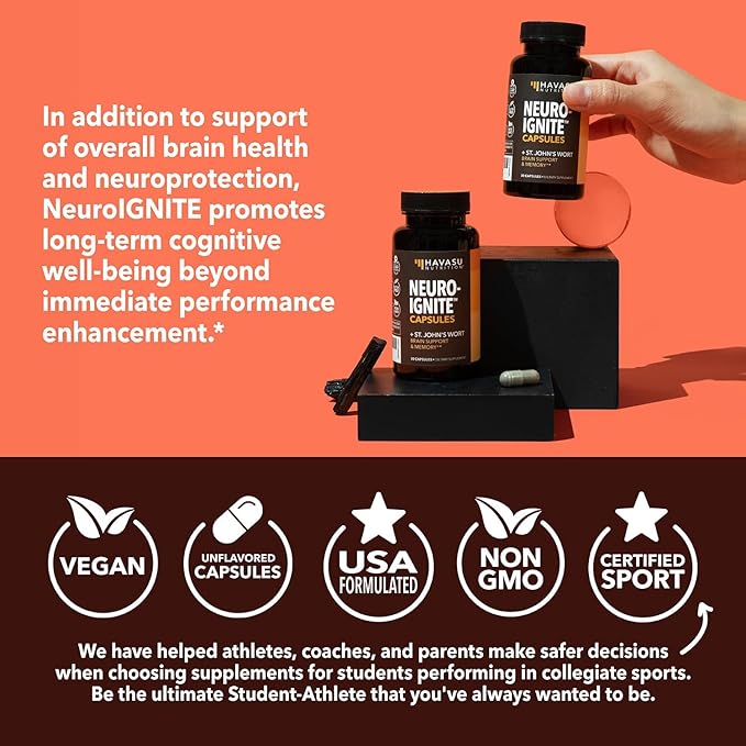 NeuroIgnite Brain Supplements for Memory and Focus Support with St Johns Wort & Ginkgo Biloba - Nootropics Brain Support Supplement - Cognitive & Memory Supplement for Brain Health - 1 Month Supply