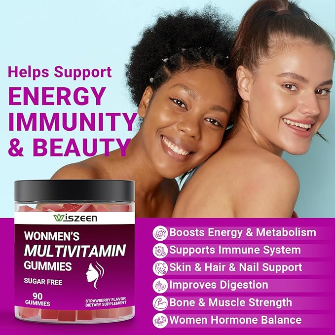 Sugar-Free Multivitamin Gummies for Women, Methylated Multivitamins w/Calcium, Vitamin D3, K2, C, B12, Iron - Multi Vitamins & Minerals for Skin, Hair, Energy, Immune, Bone