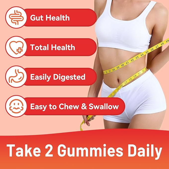 Fiber Gummies, Dietary Fiber, Soluble Fiber, for Women and Men, Gut Health Support, Non-GMOs, Non-Gluten, Vegan, Mixed Berry and Strawberry Flavor, 60 Count Gummies