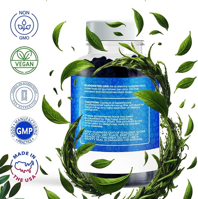 Stress Relief Gummies - 1500MG 5HTP with L-Theanine Gaba & L-Tyrosine - Ashwagandha Herbal Supplement Supports Intellectual Alertness Vegan Brain Mood Booost Supplements for Kids & Adults Made in USA