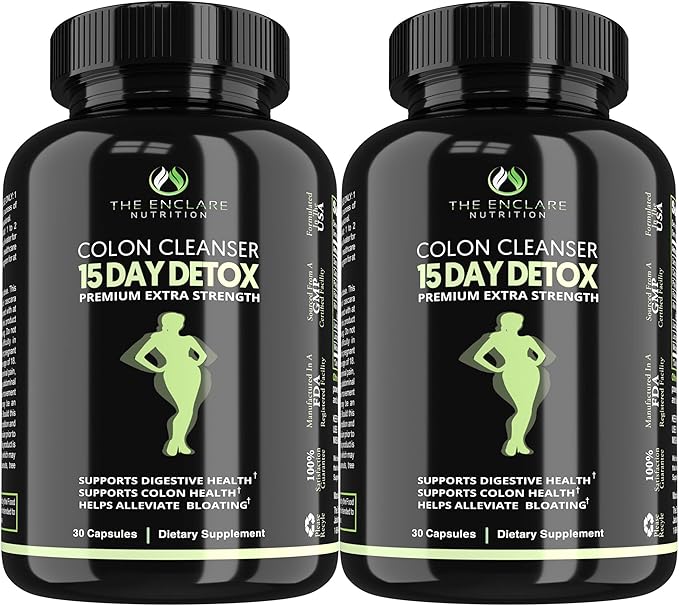 THE ENCLARE NUTRITION Colon Cleanse Fast-Acting Detox; Healthy Bowel Movement, Laxatives for Constipation Relief, Bloating, Probiotic, Fiber, Supports Regularity, Energy, Gut Immunity,Diet Pills (2)