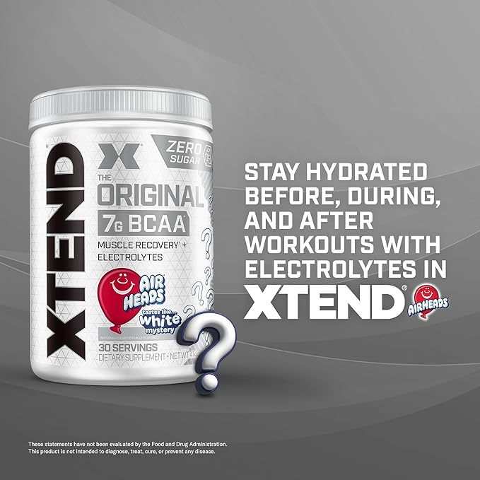 Xtend XTEND Original BCAA Powder Airheads Candy Flavor, 7g BCAA and 2.5g L-Glutamine, Sugar Free Post Workout Muscle Recovery Drink with Amino Acids for Men & Women, 30 Servings