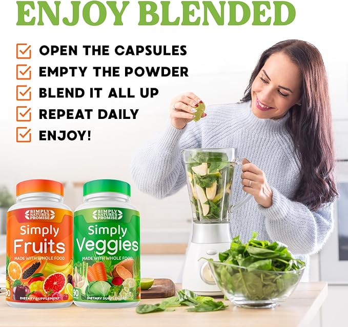 Simply Nature's Promise - Packed with Over 40 Different Fruits & Vegetables - 3 Month Supply- Made with Whole Food Superfoods - with Aloe Vera – 100% Soy Free - 540 Capsules