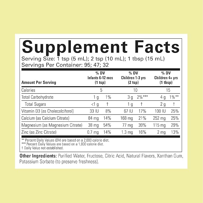 CHILDLIFE ESSENTIALS Liquid Calcium Supplement for Kids - Baby Calcium with Magnesium, Zinc, and Vitamin D3 - Orange Flavor, 16 fl oz (6 Pack)