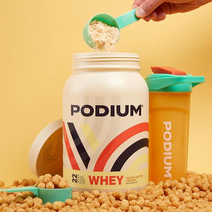 Podium Nutrition, Whey Protein Powder, Peanut Butter Crunch, 22 Servings, 27g of Whey Protein Per Serving
