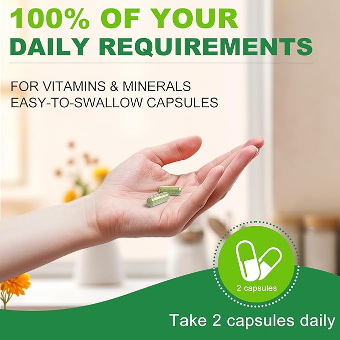 Multivitamin for Women 50 and Over, Whole Food Multivitamins Minerals Organic Extracts Women's 50+ Multivitamin for Energy Support, Nourish Hair, Skin, Nails Health, 60 Capsules