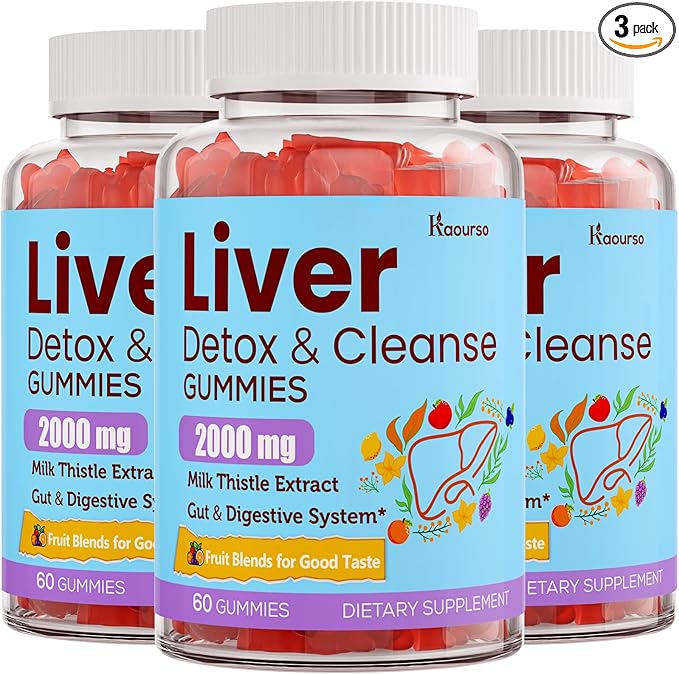 Liver Cleanse Detox & Repair Gummies 3000mg | Milk Thistle 2000mg with Turmeric Dandelion Root & Artichoke for L*iver Detox, Cleanse & Renew, Antioxidant, Gut, Skin Health - Fruit Flavor, 180 Gummies