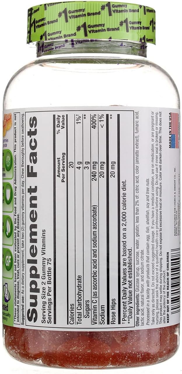 VitaFusion Power C Gummy Vitamins for Adults Absolutely Orange - 150 ct, Pack of 4