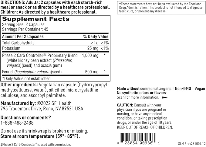 Klaire Labs Theraslim - Phase 2 Carb Controller Formula with White Bean Extract to Help Block Starches & Carb Calories (90 Capsules)