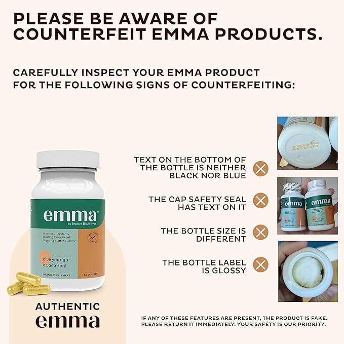 Emma Gut Health - 2 Pack - Gas and Bloating Relief, Constipation, Leaky Gut Repair - Gut Cleanse & Restore Digestion - Regulate Bowel Movement. Probiotics and Laxative Alternative, 120 Capsules