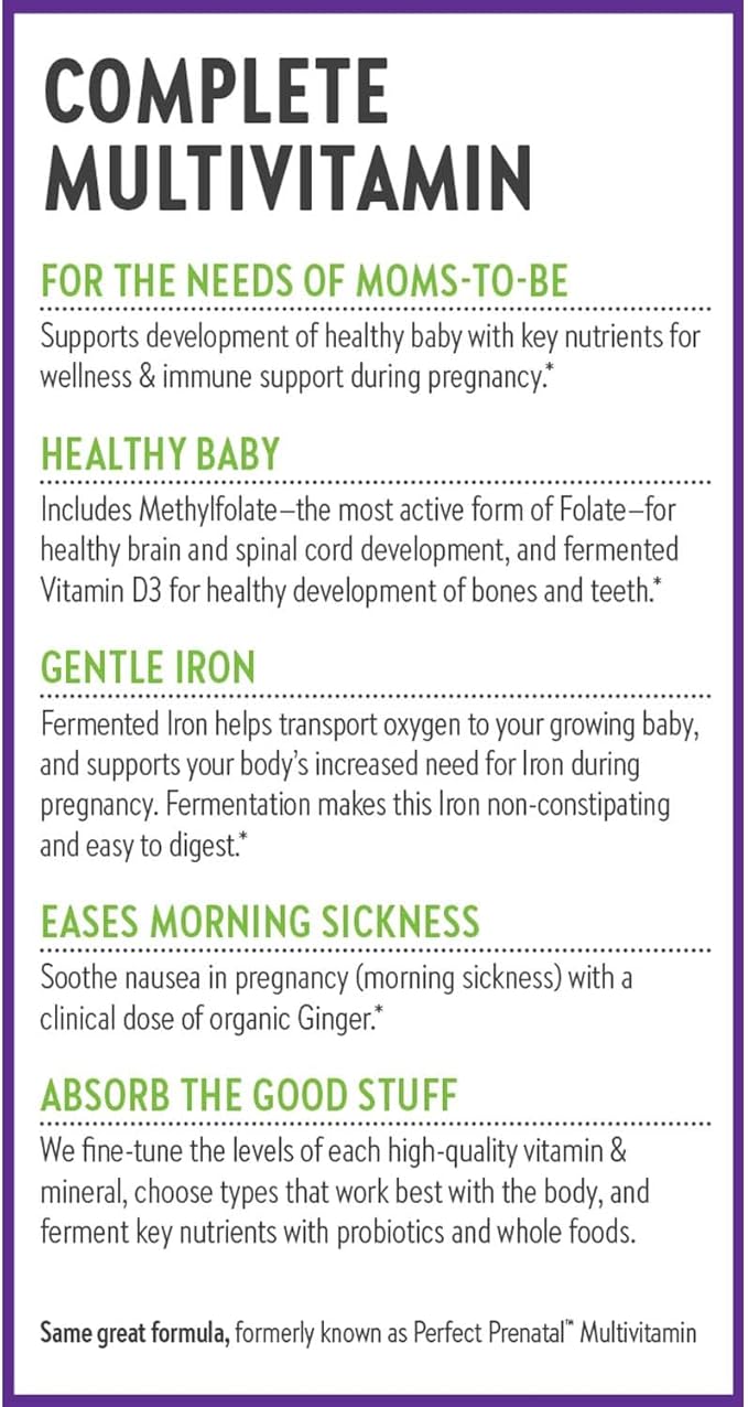 New Chapter Advanced Perfect Prenatal Vitamins, 96ct, Made with Organic, Non-GMO Ingredients for Healthy Baby & Mom - Folate (Methylfolate), Whole-Food Fermented Iron, Vitamin D3 + Ginger