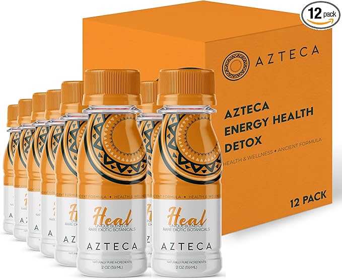 Azteca Health Organic Energy Shots - Wellness Shots, Natural Energy Shots, Health Shots, Vitamin Boost for Focus, Strength and Energy, Organic Energy Drink Made in the USA - Lemon Flavor 12pack 2Fl oz