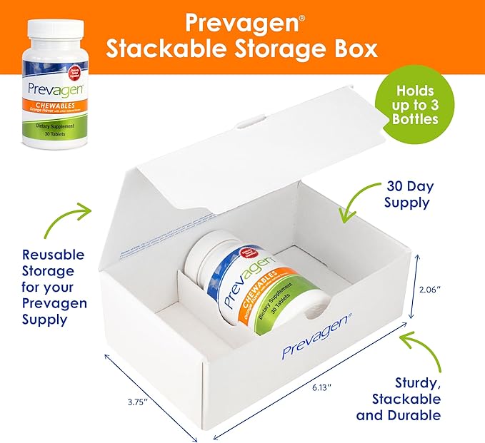 Prevagen Regular Strength 10mg, 30 Chewables|Orange-1 Pack| with Apoaequorin & Vitamin D with Attractive and Stackable Storage Box