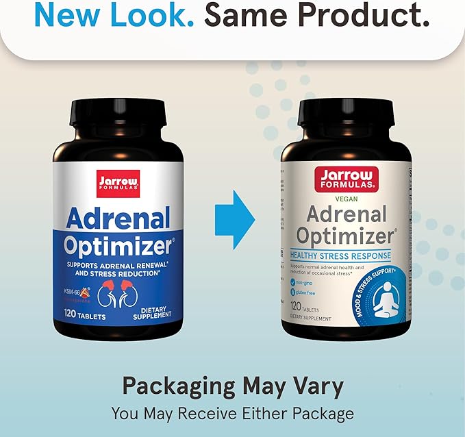 Jarrow Formulas® Adrenal Optimizer® with Ashwagandha, Chamomile and Schizandra Extract, Supports Reduction of Occasional Stress, 120 Vegan Tablets, 60 Day Supply