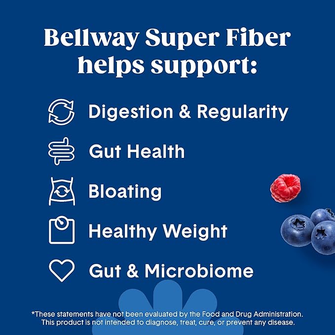 Bellway Super Fiber Powder + Fruit (3 Pack), Sugar Free Organic Psyllium Husk Powder Fiber Supplement for Regularity, Bloating Relief & Gut Health, Non-GMO, Plant-Based, Mixed Berry (150 Servings)