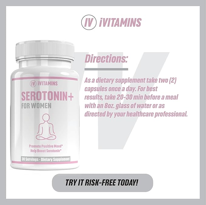 Serotonin Supplements for Women - Supports Healthy Serotonin Levels, Improves Mood, & More - Serotonin Supplement - Mood Support Supplement - Mood Support Supplements Women - 5 HTP - 1 fl oz