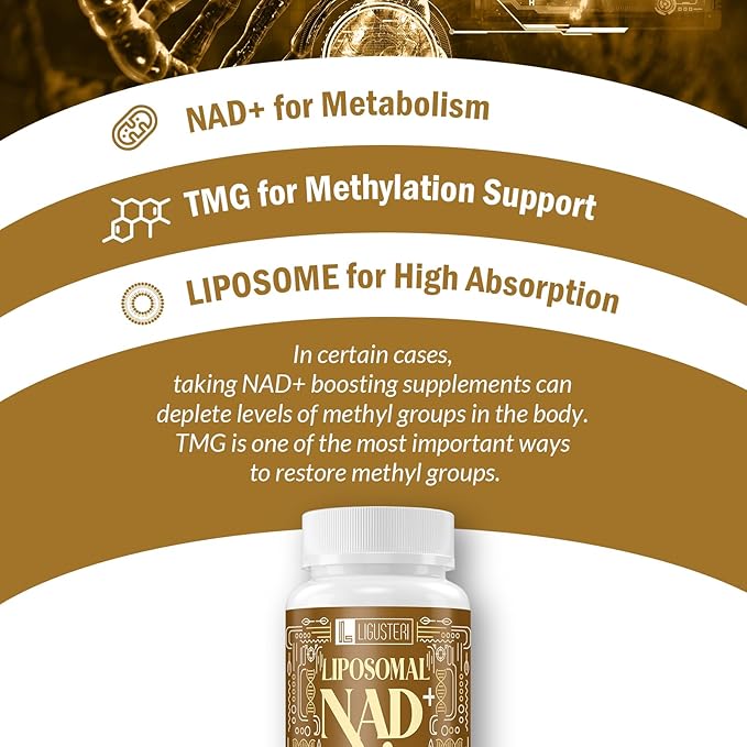 NAD Supplement 1500MG, Liposomal NAD+ Supplement with TMG, 98%+ Absorption, Pure NAD Plus, Non-GMO Aging Defense, Cellular Energy, Heart & Brain Function, Longevity, 60 Softgels
