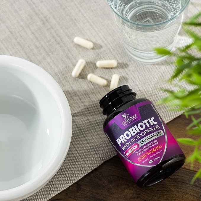 Probiotics 60 Billion CFU per Serving - 10 Strains + Prebiotics - Immune, Digestive & Gut Health Support, Supports Occasional Constipation, Gas & Bloating for Women & Men, Shelf Stable - 60 Capsules