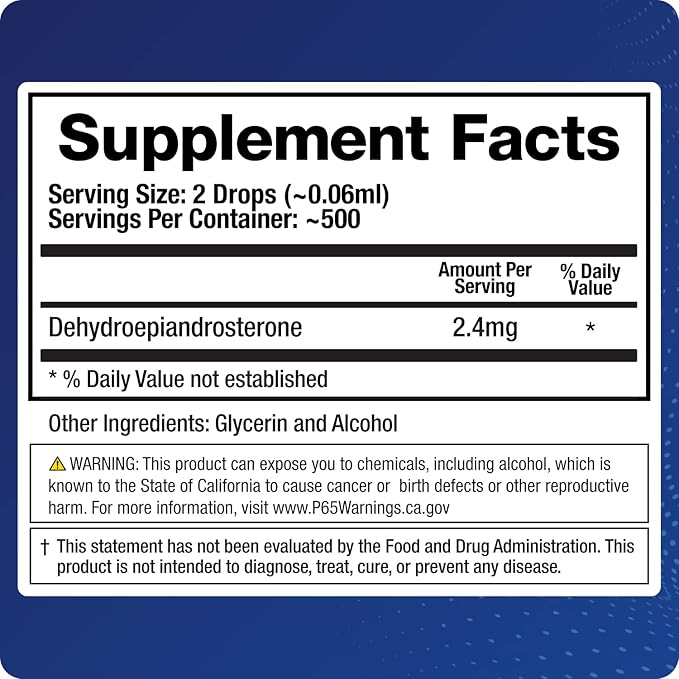 BioMatrix DHEA Liquid Hormone Supplement for Adrenal, Brain, Heart, Bone | Micronized and Liquified for Maximum Absorption, Precision Dosing, Efficacy DHEA (30 ML, 1200mg Total)