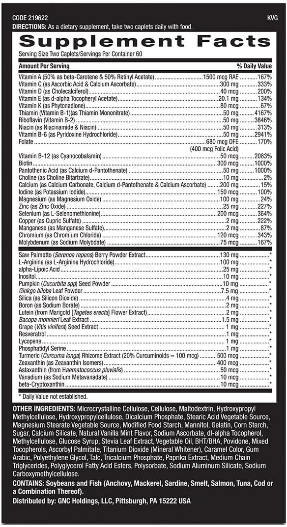 GNC Mega Men 50 Plus Multivitamin | Antioxidants | Heart Health | Prostate and Circulatory Support | 120 Count