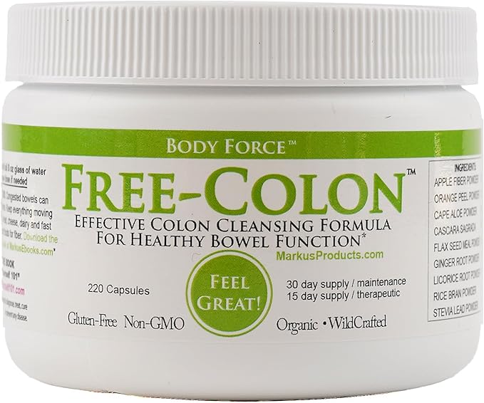 Colon Formula by Markus- Capsules - Comprehensive Formula - Fiber Rich for Toxin Removal - Aloe, Ginger, Citrus Flavonoids & Cascara Sagrada - Gentle & Effective Detoxification