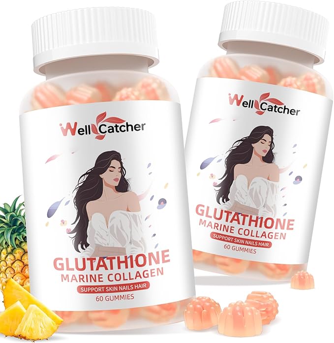 Glutathione Gummies for Skin Whitening - Glutathione 1000mg Supplement with Collagen Vitamin C for Women Sugar-Free with Antioxidant Skin Anti-Aging Immunity Liver Support Pineapple Flavor 60ct